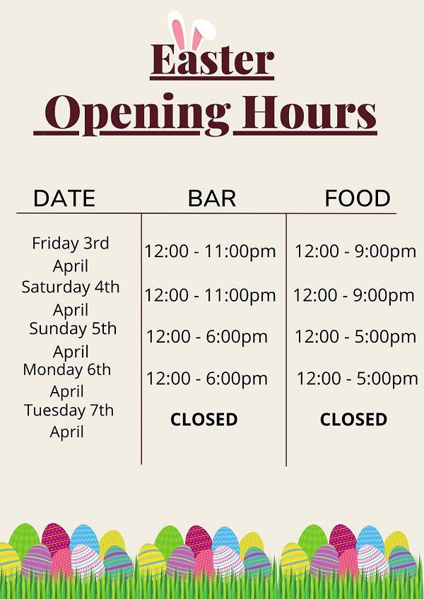 EASTER OPENING HOURS